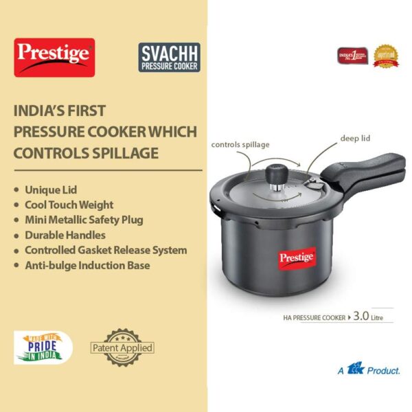 Prestige Svachh 3 Litre Pressure Cooker with Hard Anodized Body ( 20223 , Black ) - Image 3