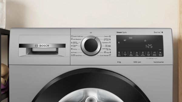 BOSCH 8 kg Fully Automatic Front Load Washing Machine (Series 6, WGA1320SIN, Auto Stain Removal, Silver) - Image 2