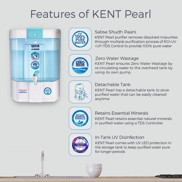 Kent Pearl 8-Litre Mineral RO+UV+UF Water Purifier - Image 2