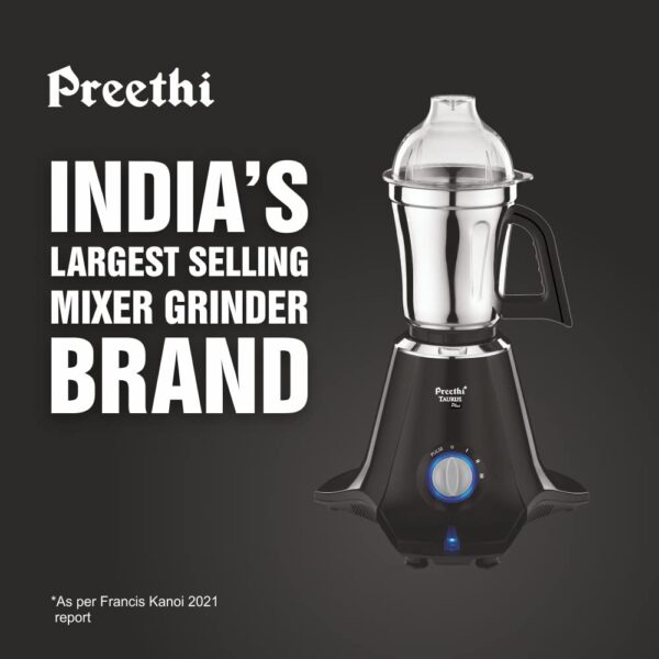 Preethi Taurus Plus MG-257 Mixer Grinder, 1000 Watt, Blue/Black 4 Jars - Super Extractor Juicer Jar - Image 9