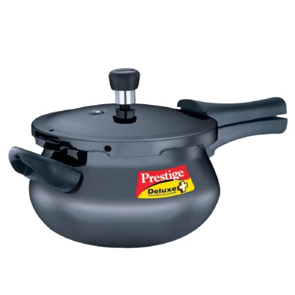 Prestige Deluxe Plus Hard Anodised Aluminium Outer Lid Pressure Cooker Handi, 3 Litre, Black, 3 Liter