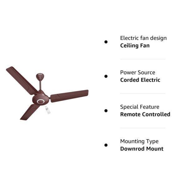 Havells Efficiencia Dx Ceiling Fan 1200mm BLDC Motor with remote 30 Watt (Brown) - Image 3