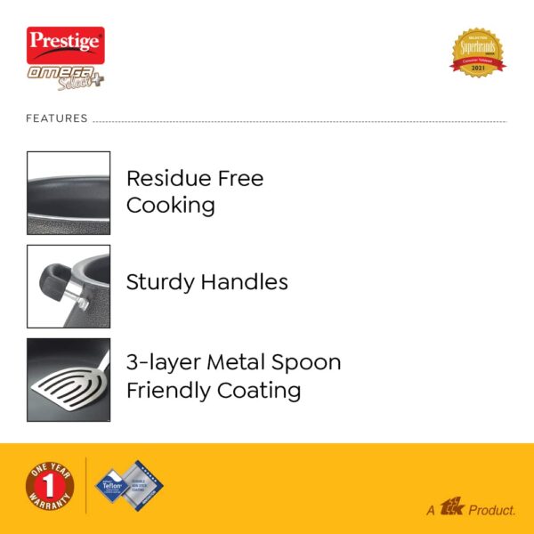 Prestige 4 litres Omega Select Plus 20 Cm Non Stick Junior Handi Dupont Teflon Non-Stick Coating - Image 4