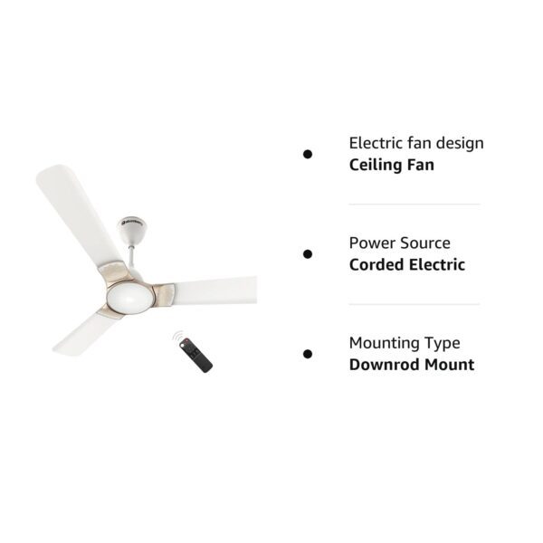 atomberg Erica 1200mm BLDC Motor 5 Star Rated Designer Ceiling Fans with Remote Control | High Air Delivery and LED Indicators | (Snow White) - Image 4