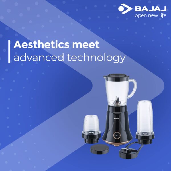 Bajaj Nx-01, Powerful 300W Mixer Grinder, Blender, Juicer And Smoothie Maker With Sipper And Store Lids, 3 Jars - Image 4