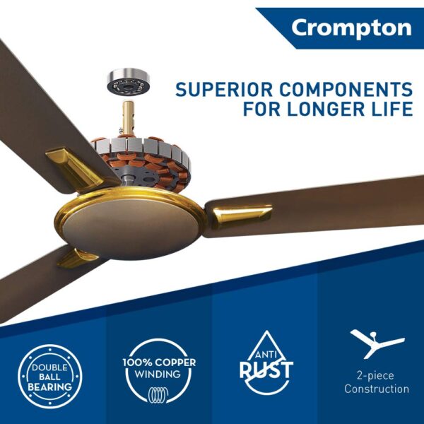 CROMPTON CEILING FAN - AURA PRIME DUSKY BROWN 1200MM - Image 3