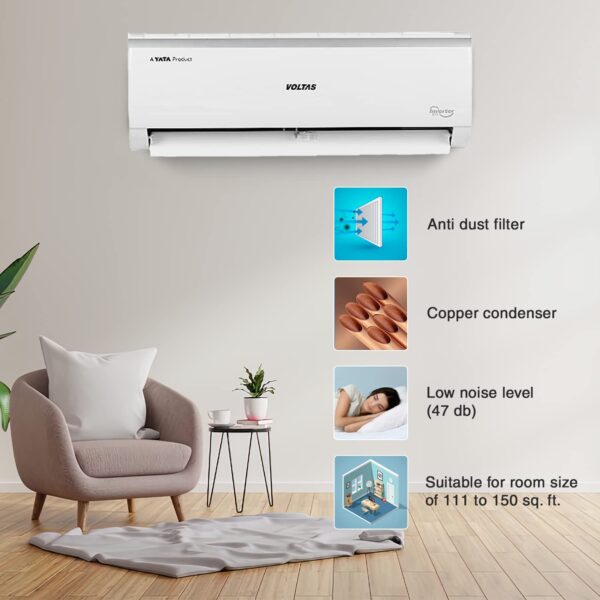 Voltas 1.5 Ton 5 Star, Inverter Split AC(Copper, 4-in-1 Adjustable Mode, Anti-dust Filter, 2023 Model,185V Vectra Elite, White) - Image 3