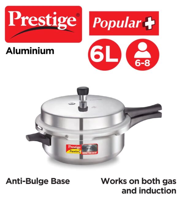 Prestige Popular Plus Induction Base Senior Deep Pan, 6 Liters, Silver, Aluminium, Outer Lid - Image 2