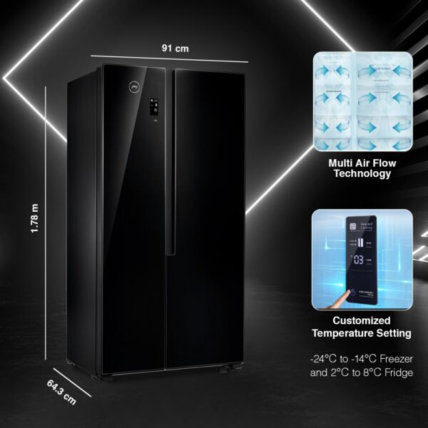 Godrej 564 L Multi Air Flow System, With Advanced Controls Frost Free Side-By-Side Refrigerator(RS EONVELVET 579 RFD GL BK, Glass Black) - Image 3