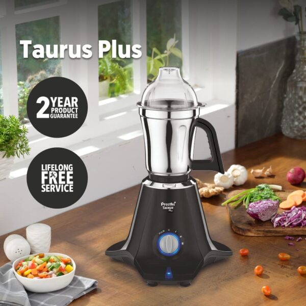 Preethi Taurus Plus MG-257 Mixer Grinder, 1000 Watt, Blue/Black 4 Jars - Super Extractor Juicer Jar - Image 2