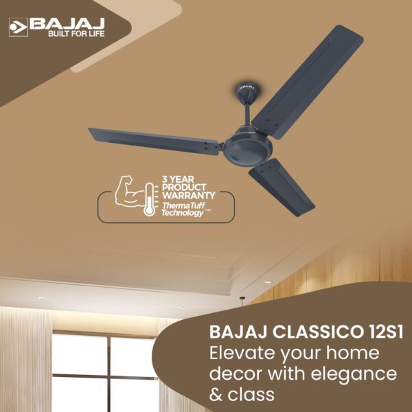 Bajaj Classico 12S1 1200mm Marathon Blue & Coal Mine Grey Ceiling Fan - Image 2