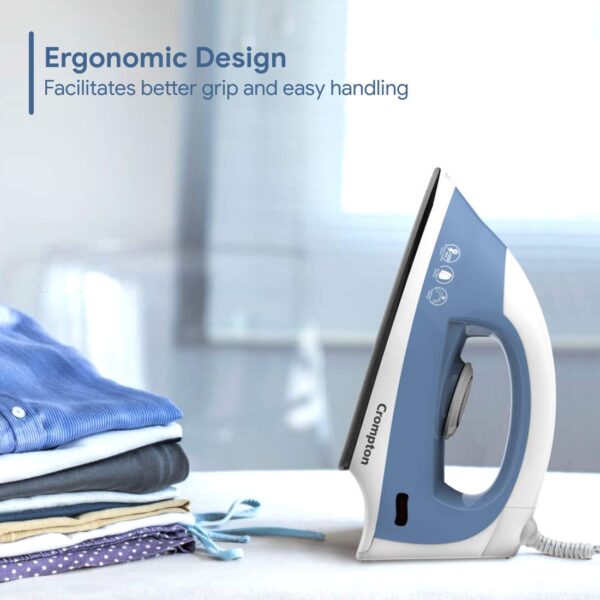 Crompton Brio 1000-Watts Dry Iron with Weilburger coating (Sky Blue and White) - Image 7