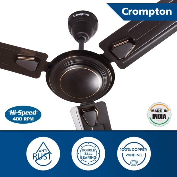 Crompton Super Briz Deco 1200 mm (48 inch) High Speed Decorative Ceiling Fan (Smoked Brown) - Image 2