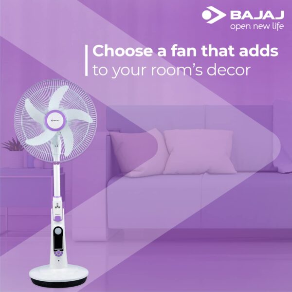 Bajaj Nuvo 400 mm Plum Purple Table Cum Pedestal Fan with BLDC Motor and Remote Control Operation, Regular - Image 5