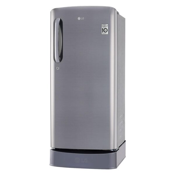 LG 185 L 3 Star Direct-Cool Single Door Refrigerator (GL-D201APZD, Shiny Steel, Base stand with Drawer, Gross Volume- 190 L)