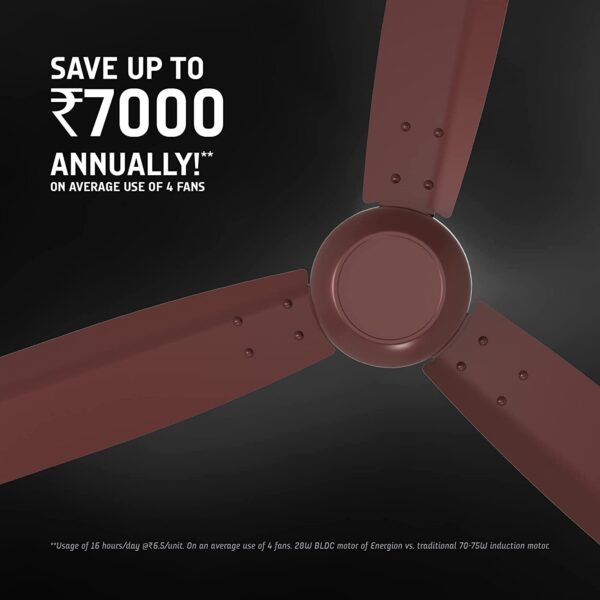 CROMPTON CEILING FAN - ENERGION GROOVE RMT AD - COFFEE BROWN - 1200MM - Image 3