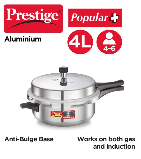 Prestige Popular Plus Induction Base Junior Deep Pan, Aluminium Outer Lid Pressure cooker, 4.1 litres, Silver - Image 2