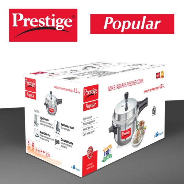 Prestige Popular Junior Deep Pan, 4 Liters, Aluminium, Outer Lid, Silver - Image 4