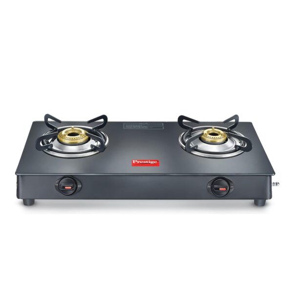 Prestige Magic plus Toughened Glass-Top 2 Brass Burner LPG Gas Stove(GTMP-02)