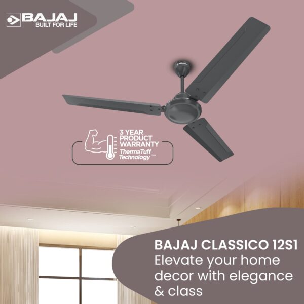 Bajaj Classico 12S1 1200mm Marathon Blue & Coal Mine Grey Ceiling Fan - Image 7