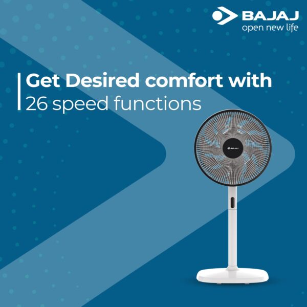 Bajaj Dominus 18 350 mm Pedestal Fan, BLDC Motor with Remote 18 Blades Fan, Grey+ Black - Image 4