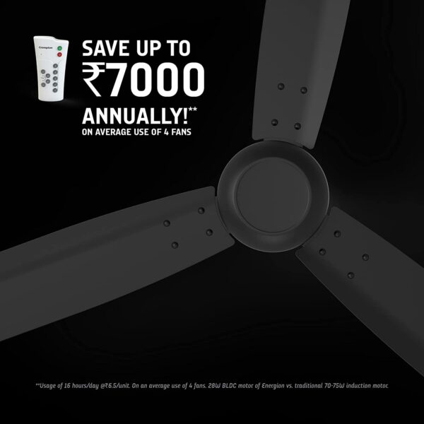 CROMPTON CEILING FAN - ENERGION GROOVE RMT AD - ONYX - 1200MM - Image 3