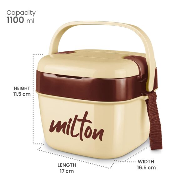 MILTON Cubic Inner Stainless Steel Tiffin Box, Ivory & Red - Image 6