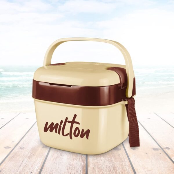 MILTON Cubic Inner Stainless Steel Tiffin Box, Ivory & Red - Image 2