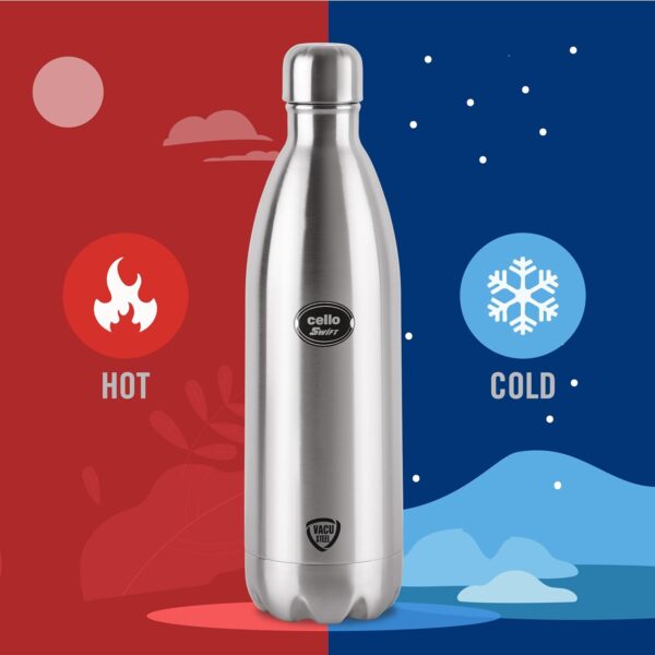 Cello Swift Stainless Steel Vacuum Insulated Flask | Hot and Cold Water Bottle with Screw lid - Image 5