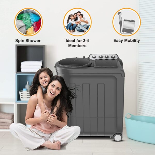 Whirlpool 7.5 Kg 5 Star Turbo Dry Semi-Automatic Top Loading Washing Machine ( ACE 7.5 TRB DRY MAX Grey Dazzle, 5 YR, 10 MIN Quick Drying) - Image 5