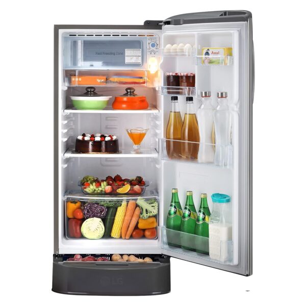 LG 185 L 3 Star Direct-Cool Single Door Refrigerator (GL-D201APZD, Shiny Steel, Base stand with Drawer, Gross Volume- 190 L) - Image 6