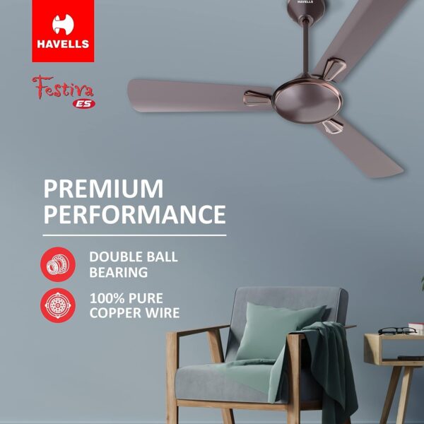 Havells 1200mm Festiva Energy Saving Ceiling Fan (Espresso Brown) - Image 2