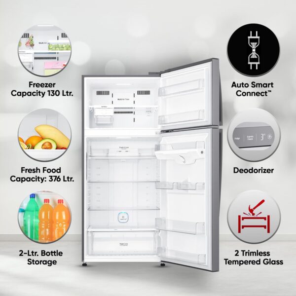 LG 506 L 1 Star Frost Free Inverter Wi-Fi Double Door Refrigerator (2023 Model, GN-H702HLHM, Platinum Silver3, With Hygiene Fresh+ & Door Cooling+) - Image 3