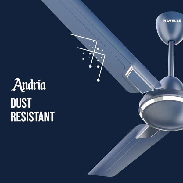 Havells Andria 1200mm Dust Resistant Ceiling Fan (Indigo Blue) - Image 2