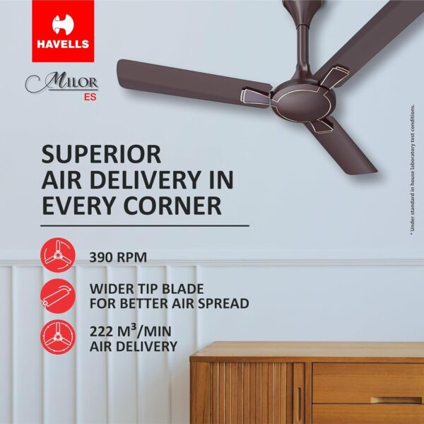 Havells 1200mm Milor Energy Saving Ceiling Fan (Dusk, Pack of 1) - Image 4