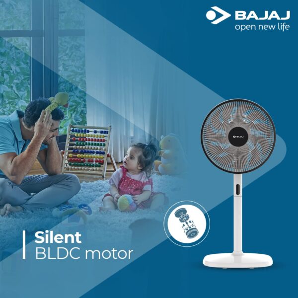 Bajaj Dominus 18 350 mm Pedestal Fan, BLDC Motor with Remote 18 Blades Fan, Grey+ Black - Image 3