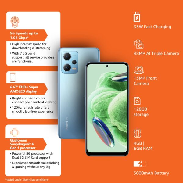 Redmi Note 12 5G ( Mystique Blue,4GB-128GB ) - Image 2