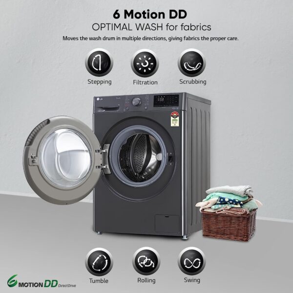 LG 8 Kg 5 Star Inverter Wi-Fi Fully-Automatic Front Loading Washing Machine with Inbuilt heater - Image 3