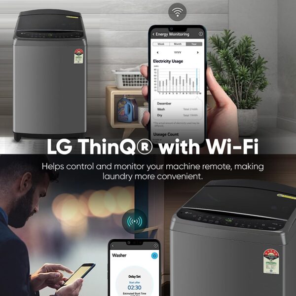 LG 9 Kg 5 Star Inverter Wi-Fi Fully-Automatic Top Loading Washing Machine - Image 6