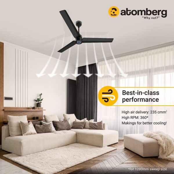 atomberg Renesa+ 1200mm BLDC Motor 5 Star Rated Sleek Ceiling Fans with Remote Control - Image 7