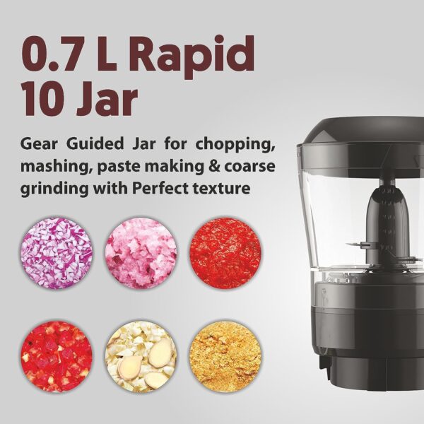 Preethi Peppy Pro MG 247, 750 Watts, 4 Jars - Unique Rapid 10 Chopping Jar, Dual Colour Swish design, Green/Black - Image 7