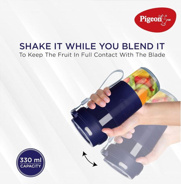 Pigeon Blendo USB Rechargeable Personal Blender for Smoothies, Shakes with Juicer Cup Jar, 330 ml, Blue, Medium - Image 4