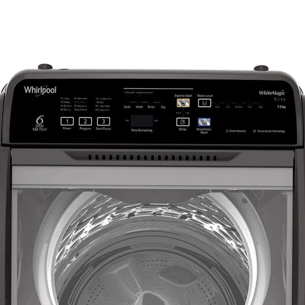 Whirlpool 7.5 Kg 5 Star Fully-Automatic Top Loading Washing Machine (WHITEMAGIC ELITE 7.5, Grey, Hard Water Wash) - Image 4