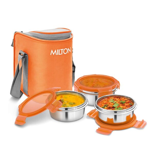 Milton Cube 3 Lunch Box, 300 ml, Set of 3, Orange