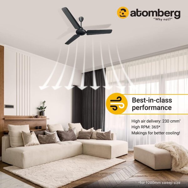 atomberg Ikano 1200mm BLDC Motor 5 Star Rated Classic Ceiling Fans with Remote Control - Image 4