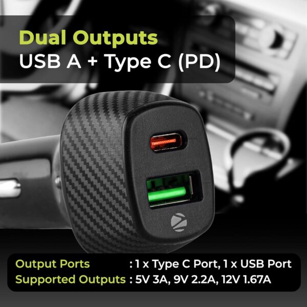 Zeb-CC38 Car Charger Dual Port (USB + Type C) - Image 4