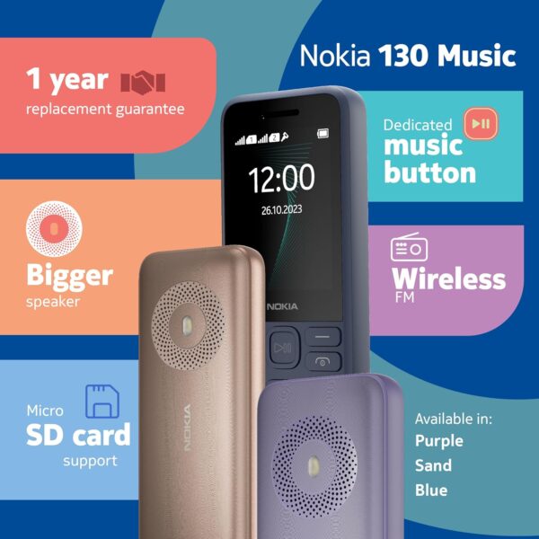 Nokia 130 Music | Built-in Powerful Loud Speaker with Music Player and Wireless FM Radio | Dedicated Music Buttons | Big 2.4 Display - Image 5