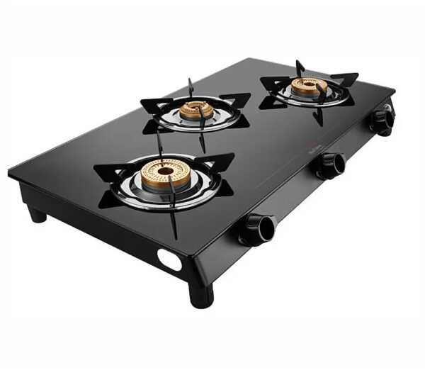 Preethi Sparkle Power Duo 3 Burner Glass top Gas Stove - Image 3