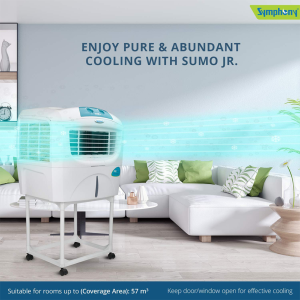 Symphony Sumo Jr. Portable Desert Air Cooler 45-litres with Trolley, Powerful Blower, 3-Side Cooling Pads, Automatic Vertical Swing - Image 6