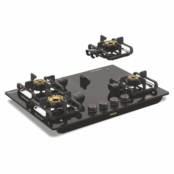 Vidiem Vogue V1 4-Burner Gas Cooktop/Hob | World's First Fully Removable Burner Assembly | 10MM Toughened Glass - Image 2